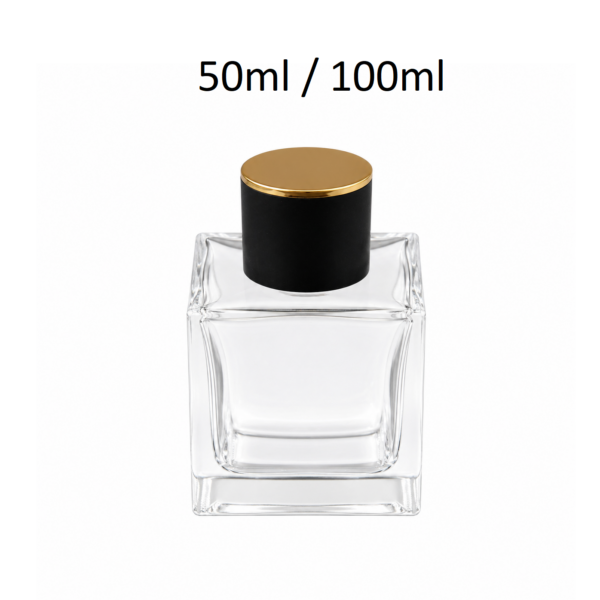 Botella de perfume cuadrada 50ml y 100ml con tapón elegante modelo FBP129