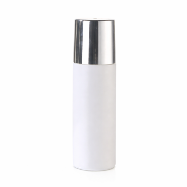 Envase roll-on 90 ml con bola aplicadora y tapón brillante plateado