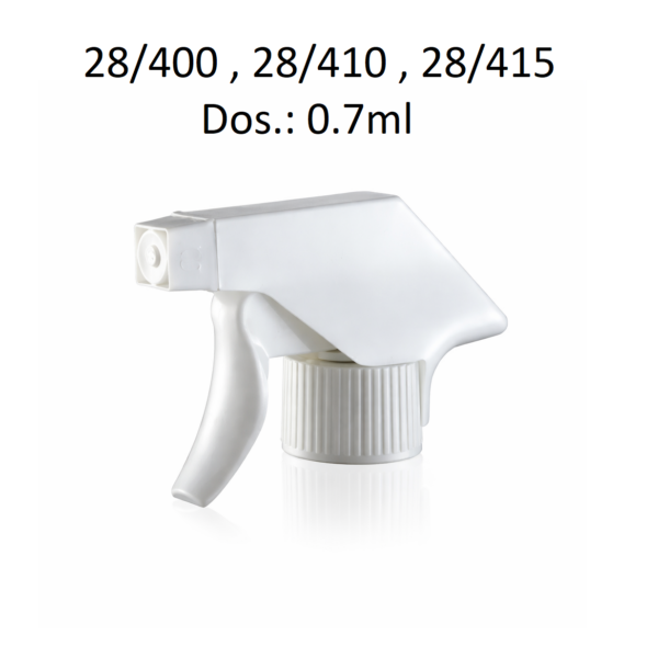 Pistola pulverizadora blanca para botella con rosca 28/400, 28/410 y 28/415