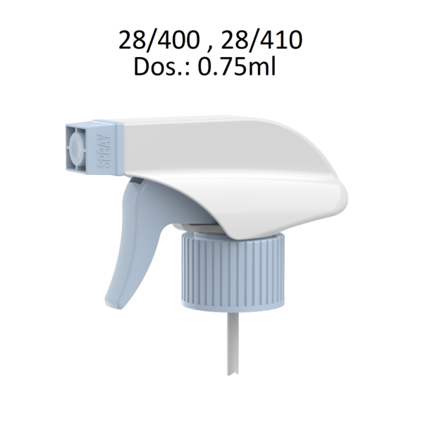 Pistola pulverizadora de plástico para botella con rosca 28/400 y 28/410 dosificación 0,75 ml