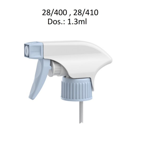 Pistola pulverizadora para botellas con rosca 28/400 y 28/410 con dosificación de 1,3 ml