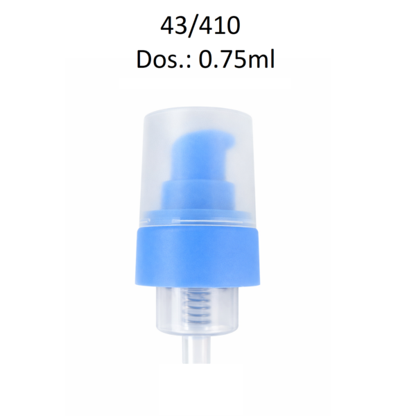 Dosificador de espuma FF43FA con rosca 43/410 y dosificación de 0.75 ml para envases cosméticos