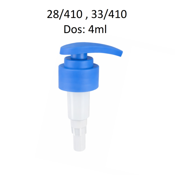 Dosificador para jabón líquido y productos cosméticos con rosca 28/410 y 33/410 y dosificación de 4 ml