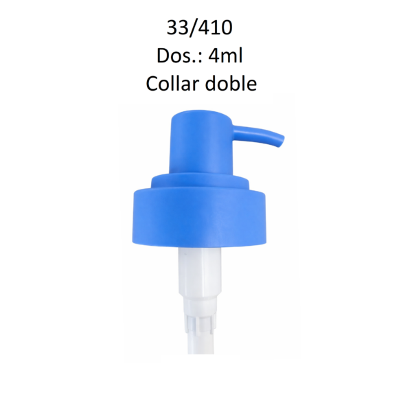 Dosificador para jabón líquido y productos cosméticos con rosca 33/410 y dosificación de 4 ml