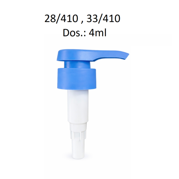 Dosificador para jabón líquido y productos cosméticos con rosca 28/410 y 33/410 y dosificación de 4 ml