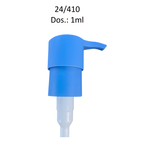 Dosificador para jabón líquido y productos cosméticos con rosca 24/410 y dosificación de 1 ml