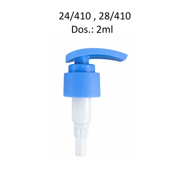 Dosificador para jabón y cosmética con rosca 24/410 y 28/410 y dosificación de 2 ml