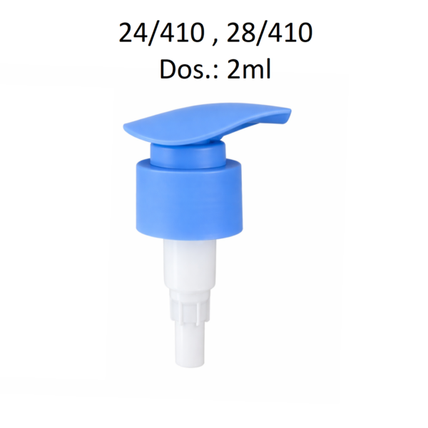 Dosificador para jabón y cosmética con rosca 24/410 y 28/410 y dosificación de 2 ml