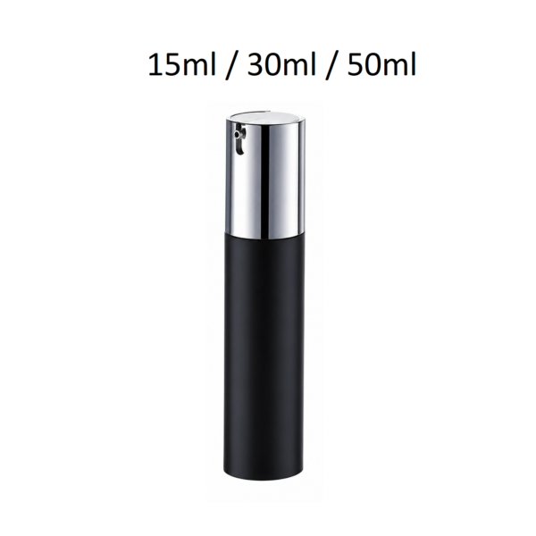 Envase airless negro con acabado premium 15ml 30ml 50ml modelo ARG03