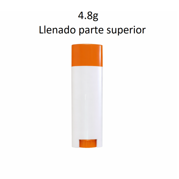 Envase stick 4.8 g para bálsamo labial y cosmética sólida con llenado superior